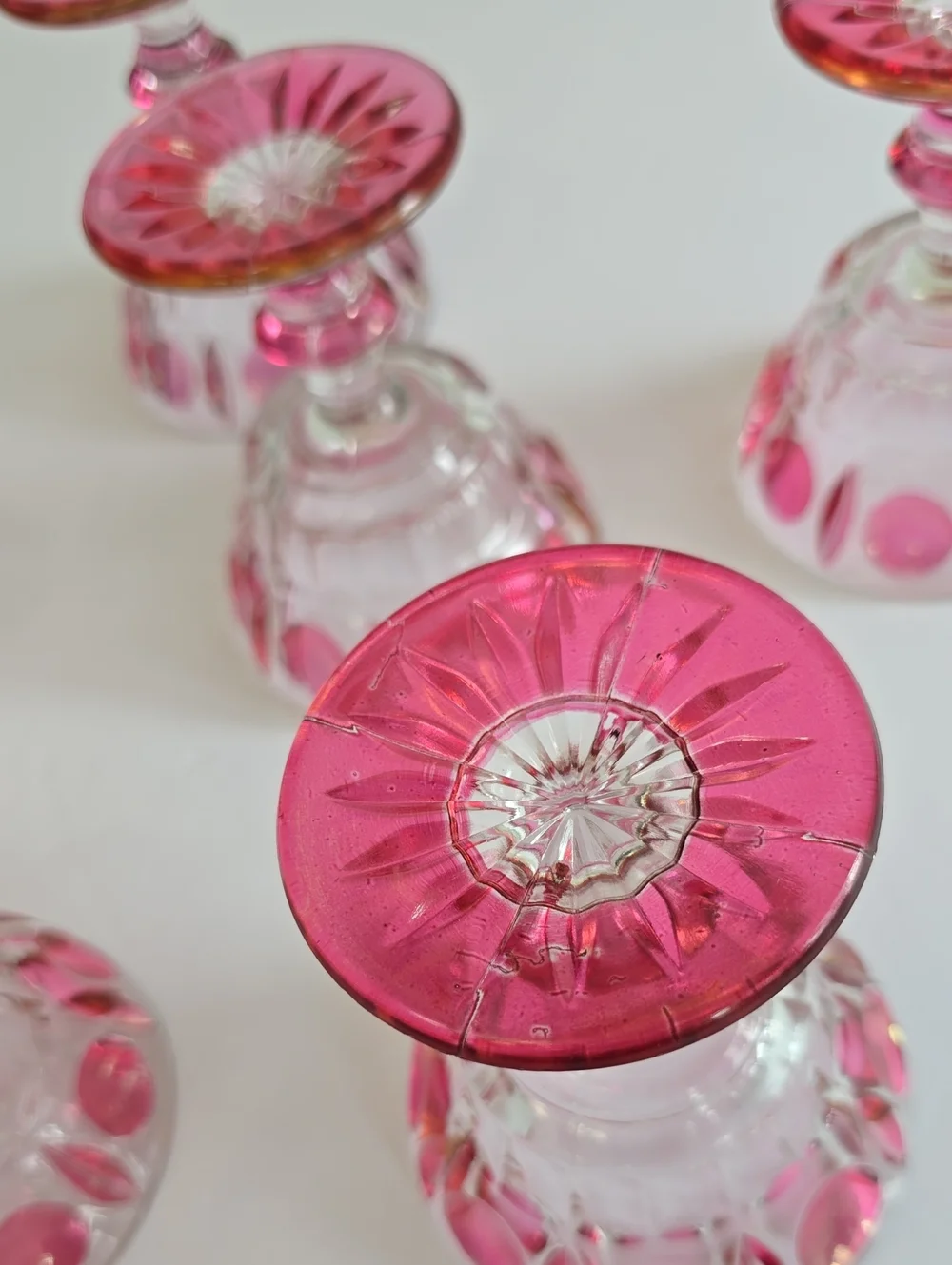 Vintage Indiana Glass Colony Set Of 6 Classique Ruby Flashed Wine Glasses 4 1/4